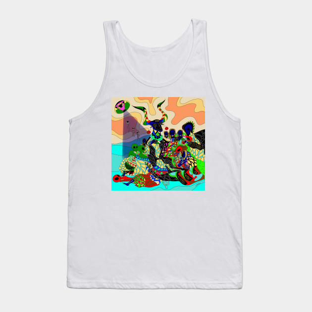 the devil and their tricks in alien mandala universe ecopop Tank Top by jorge_lebeau